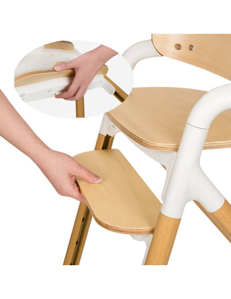 BN-LO-CELIA_WHITE_NATURAL_WOOD,Scaun de masa multifunctional Celia, Lionelo, Din lemn de fag, 6 luni- adult, Reglabil pe inaltim