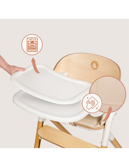BN-LO-CELIA_WHITE_NATURAL_WOOD,Scaun de masa multifunctional Celia, Lionelo, Din lemn de fag, 6 luni- adult, Reglabil pe inaltim