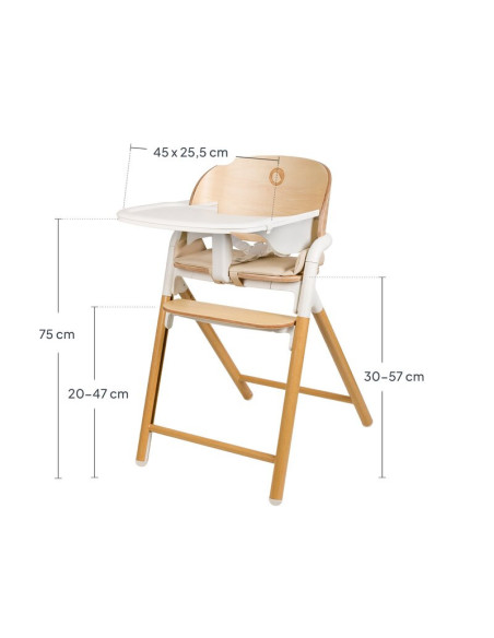 BN-LO-CELIA_WHITE_NATURAL_WOOD,Scaun de masa multifunctional Celia, Lionelo, Din lemn de fag, 6 luni- adult, Reglabil pe inaltim