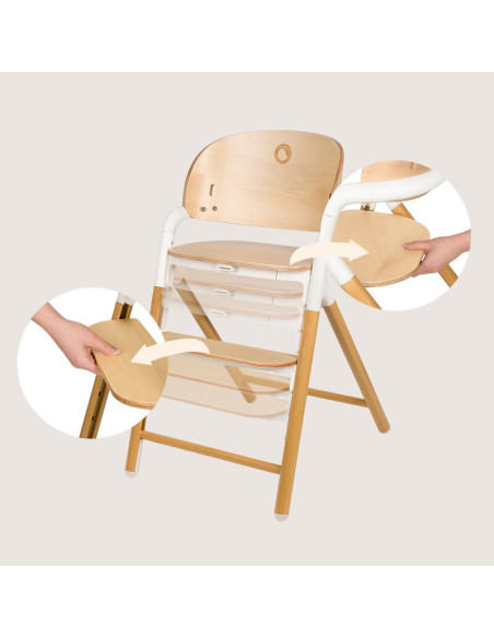 BN-LO-CELIA_WHITE_NATURAL_WOOD,Scaun de masa multifunctional Celia, Lionelo, Din lemn de fag, 6 luni- adult, Reglabil pe inaltim