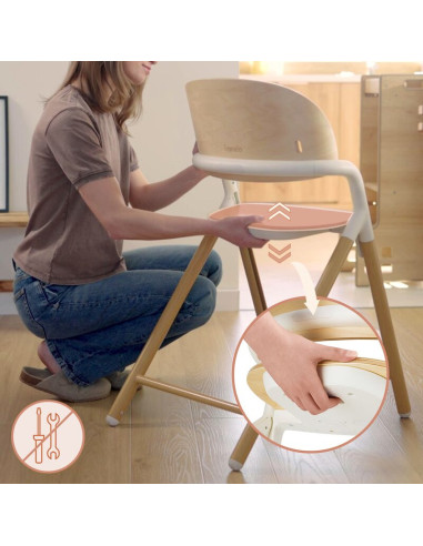 BN-LO-CELIA_WHITE_NATURAL_WOOD,Scaun de masa multifunctional Celia, Lionelo, Din lemn de fag, 6 luni- adult, Reglabil pe inaltim