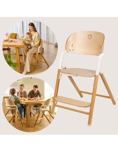 BN-LO-CELIA_WHITE_NATURAL_WOOD,Scaun de masa multifunctional Celia, Lionelo, Din lemn de fag, 6 luni- adult, Reglabil pe inaltim