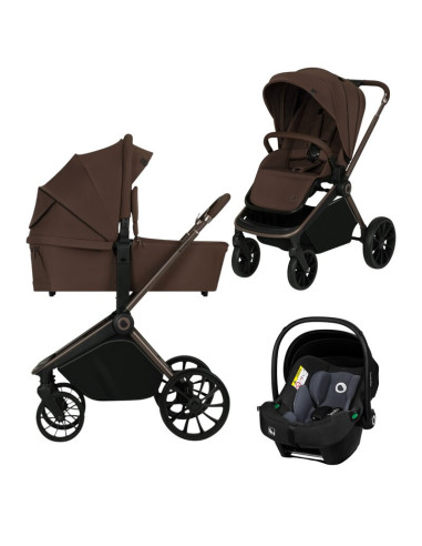 BN-LO-MIKA_PLUS_3IN1_MOCHA_MOUSSE,Carucior 3 in 1, Lionelo, Mika Plus, Cadru din aluminiu, Cu landou intarit si salteluta moale,
