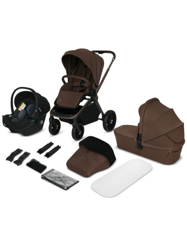 BN-LO-MIKA_PLUS_3IN1_MOCHA_MOUSSE,Carucior 3 in 1, Lionelo, Mika Plus, Cadru din aluminiu, Cu landou intarit si salteluta moale,