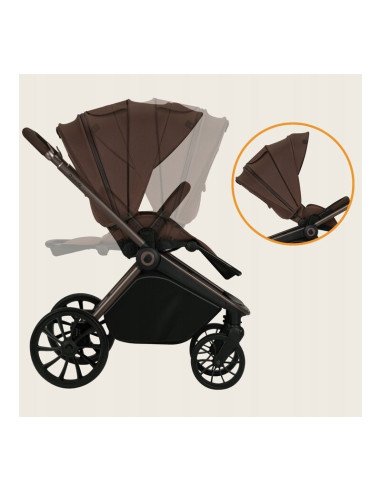 BN-LO-MIKA_PLUS_3IN1_MOCHA_MOUSSE,Carucior 3 in 1, Lionelo, Mika Plus, Cadru din aluminiu, Cu landou intarit si salteluta moale,