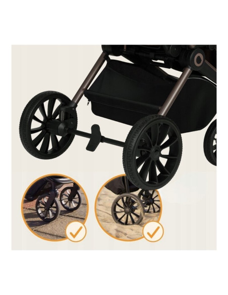 BN-LO-MIKA_PLUS_3IN1_MOCHA_MOUSSE,Carucior 3 in 1, Lionelo, Mika Plus, Cadru din aluminiu, Cu landou intarit si salteluta moale,