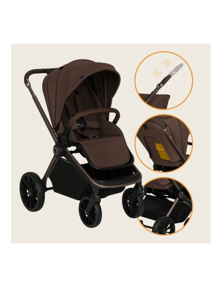 BN-LO-MIKA_PLUS_3IN1_MOCHA_MOUSSE,Carucior 3 in 1, Lionelo, Mika Plus, Cadru din aluminiu, Cu landou intarit si salteluta moale,