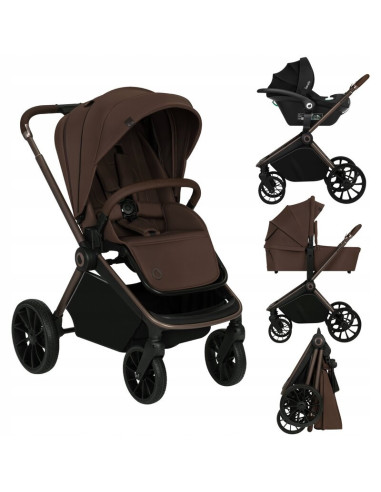 BN-LO-MIKA_PLUS_3IN1_MOCHA_MOUSSE,Carucior 3 in 1, Lionelo, Mika Plus, Cadru din aluminiu, Cu landou intarit si salteluta moale,