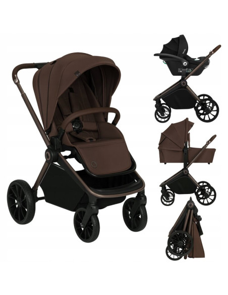 BN-LO-MIKA_PLUS_3IN1_MOCHA_MOUSSE,Carucior 3 in 1, Lionelo, Mika Plus, Cadru din aluminiu, Cu landou intarit si salteluta moale,