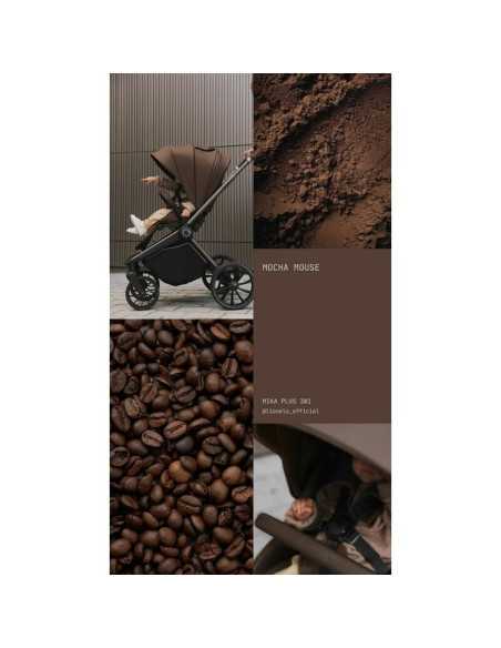 BN-LO-MIKA_PLUS_3IN1_MOCHA_MOUSSE,Carucior 3 in 1, Lionelo, Mika Plus, Cadru din aluminiu, Cu landou intarit si salteluta moale,