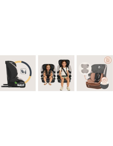BN-LO-BILLY_I-SIZE_BEIGE_LATTE,Scaun auto i-Size, Lionelo, Billy, 76 - 150 cm, 1/2/3, Isofix + top tether, Tetiera reglabila in 