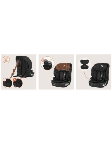BN-LO-BILLY_I-SIZE_BLACK_CARBON,Scaun auto i-Size, Lionelo, Billy, 76 - 150 cm, 1/2/3, Isofix + top tether, Tetiera reglabila in