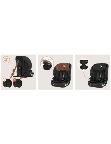 BN-LO-BILLY_I-SIZE_BLACK_CARBON,Scaun auto i-Size, Lionelo, Billy, 76 - 150 cm, 1/2/3, Isofix + top tether, Tetiera reglabila in