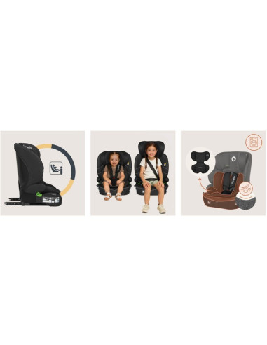 BN-LO-BILLY_I-SIZE_BLACK_CARBON,Scaun auto i-Size, Lionelo, Billy, 76 - 150 cm, 1/2/3, Isofix + top tether, Tetiera reglabila in