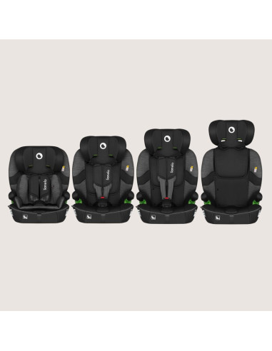 BN-LO-BILLY_I-SIZE_BLACK_GREY,Scaun auto i-Size, Lionelo, Billy, 76 -150 cm, 1/2/3, Isofix + top tether, Tetiera reglabila in 10