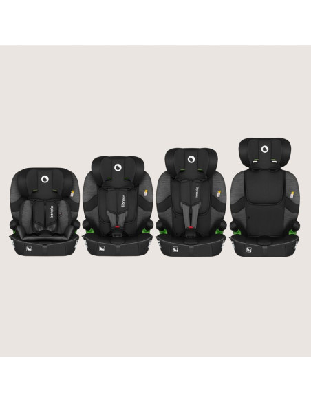 BN-LO-BILLY_I-SIZE_BLACK_GREY,Scaun auto i-Size, Lionelo, Billy, 76 -150 cm, 1/2/3, Isofix + top tether, Tetiera reglabila in 10