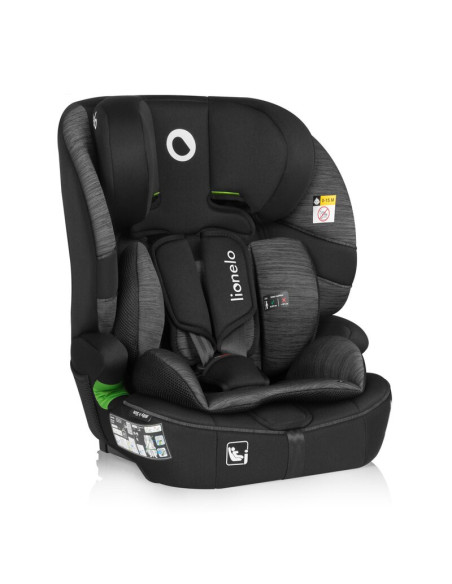 BN-LO-BILLY_I-SIZE_BLACK_GREY,Scaun auto i-Size, Lionelo, Billy, 76 -150 cm, 1/2/3, Isofix + top tether, Tetiera reglabila in 10
