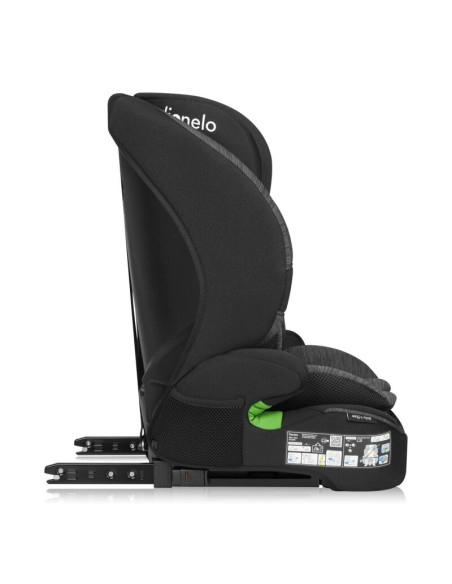 BN-LO-BILLY_I-SIZE_BLACK_GREY,Scaun auto i-Size, Lionelo, Billy, 76 -150 cm, 1/2/3, Isofix + top tether, Tetiera reglabila in 10