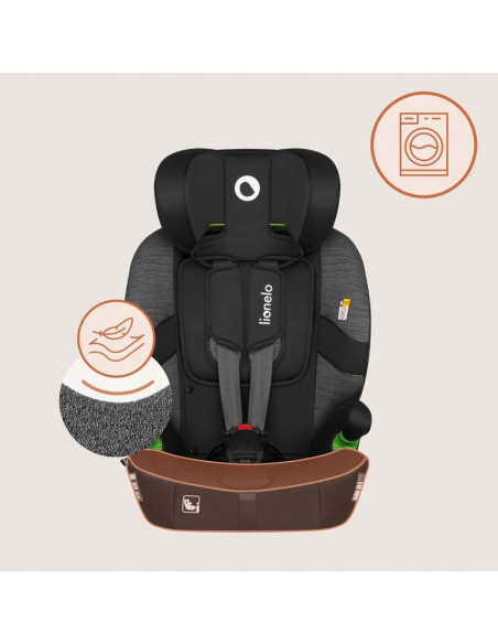 BN-LO-BILLY_I-SIZE_BLACK_GREY,Scaun auto i-Size, Lionelo, Billy, 76 -150 cm, 1/2/3, Isofix + top tether, Tetiera reglabila in 10