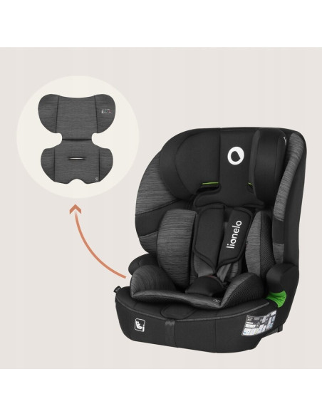 BN-LO-BILLY_I-SIZE_BLACK_GREY,Scaun auto i-Size, Lionelo, Billy, 76 -150 cm, 1/2/3, Isofix + top tether, Tetiera reglabila in 10