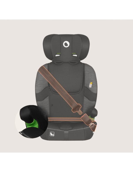 BN-LO-BILLY_I-SIZE_BLACK_GREY,Scaun auto i-Size, Lionelo, Billy, 76 -150 cm, 1/2/3, Isofix + top tether, Tetiera reglabila in 10