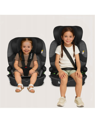 BN-LO-BILLY_I-SIZE_BLACK_GREY,Scaun auto i-Size, Lionelo, Billy, 76 -150 cm, 1/2/3, Isofix + top tether, Tetiera reglabila in 10