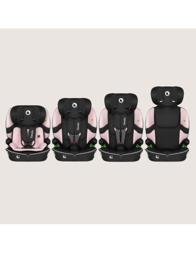 BN-LO-BILLY_I-SIZE_PINK_BABY,Scaun auto i-Size, Lionelo, Billy, 76 - 150 cm, 1/2/3, Isofix + top tether, Tetiera reglabila in 10