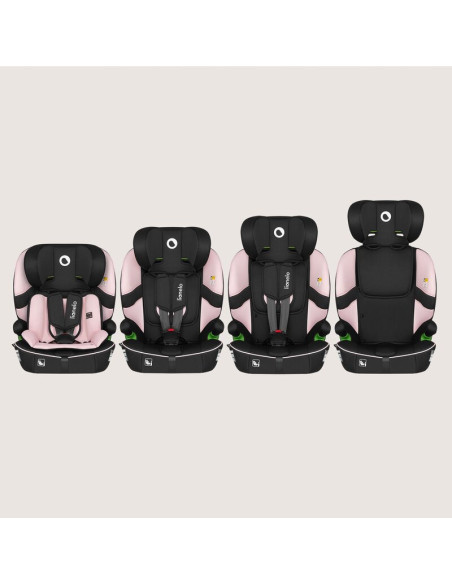 BN-LO-BILLY_I-SIZE_PINK_BABY,Scaun auto i-Size, Lionelo, Billy, 76 - 150 cm, 1/2/3, Isofix + top tether, Tetiera reglabila in 10