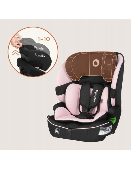 BN-LO-BILLY_I-SIZE_PINK_BABY,Scaun auto i-Size, Lionelo, Billy, 76 - 150 cm, 1/2/3, Isofix + top tether, Tetiera reglabila in 10