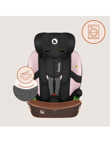 BN-LO-BILLY_I-SIZE_PINK_BABY,Scaun auto i-Size, Lionelo, Billy, 76 - 150 cm, 1/2/3, Isofix + top tether, Tetiera reglabila in 10