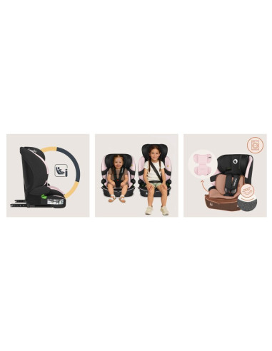 BN-LO-BILLY_I-SIZE_PINK_BABY,Scaun auto i-Size, Lionelo, Billy, 76 - 150 cm, 1/2/3, Isofix + top tether, Tetiera reglabila in 10