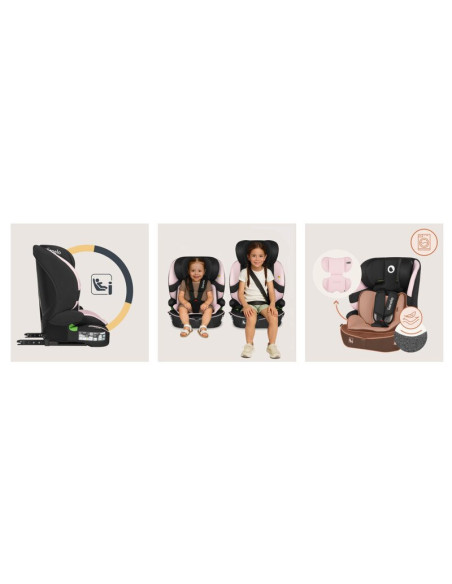 BN-LO-BILLY_I-SIZE_PINK_BABY,Scaun auto i-Size, Lionelo, Billy, 76 - 150 cm, 1/2/3, Isofix + top tether, Tetiera reglabila in 10
