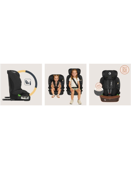 BN-LO-LEVI_FIX_I-SIZE_BLACK_CARBON,Scaun auto i-Size, Lionelo, Levi Fix, 76 - 150 cm, 1/2/3, ISOFIX + Top Tether, Tetiera reglab