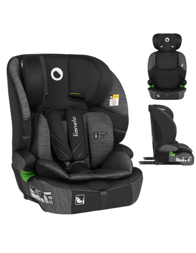 BN-LO-LEVI_FIX_I-SIZE_GREY_STONE,Scaun auto i-Size, Lionelo, Levi Fix, 76 - 150 cm, 1/2/3, ISOFIX + Top Tether, Tetiera reglabil