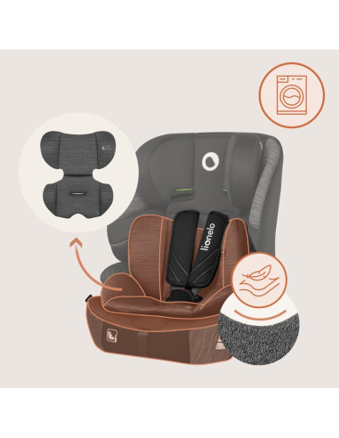 BN-LO-LEVI_FIX_I-SIZE_GREY_STONE,Scaun auto i-Size, Lionelo, Levi Fix, 76 - 150 cm, 1/2/3, ISOFIX + Top Tether, Tetiera reglabil