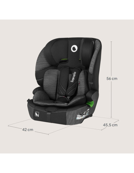 BN-LO-LEVI_FIX_I-SIZE_GREY_STONE,Scaun auto i-Size, Lionelo, Levi Fix, 76 - 150 cm, 1/2/3, ISOFIX + Top Tether, Tetiera reglabil