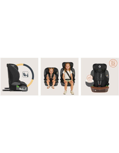 BN-LO-LEVI_FIX_I-SIZE_GREY_STONE,Scaun auto i-Size, Lionelo, Levi Fix, 76 - 150 cm, 1/2/3, ISOFIX + Top Tether, Tetiera reglabil