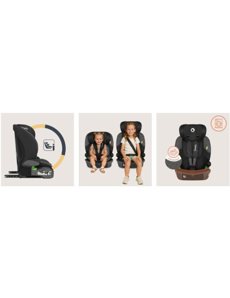 BN-LO-LEVI_FIX_I-SIZE_GREY_STONE,Scaun auto i-Size, Lionelo, Levi Fix, 76 - 150 cm, 1/2/3, ISOFIX + Top Tether, Tetiera reglabil