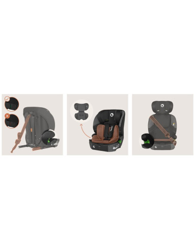 BN-LO-LEVI_FIX_I-SIZE_GREY_STONE,Scaun auto i-Size, Lionelo, Levi Fix, 76 - 150 cm, 1/2/3, ISOFIX + Top Tether, Tetiera reglabil
