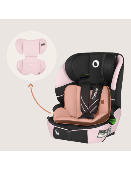 BN-LO-LEVI_FIX_I-SIZE_PINK_BABY,Scaun auto i-Size, Lionelo, Levi Fix, 76 - 150 cm, 1/2/3, ISOFIX + Top Tether, Tetiera reglabila