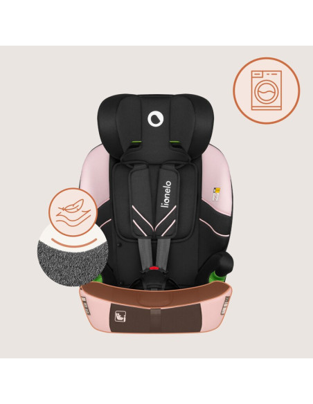 BN-LO-LEVI_FIX_I-SIZE_PINK_BABY,Scaun auto i-Size, Lionelo, Levi Fix, 76 - 150 cm, 1/2/3, ISOFIX + Top Tether, Tetiera reglabila