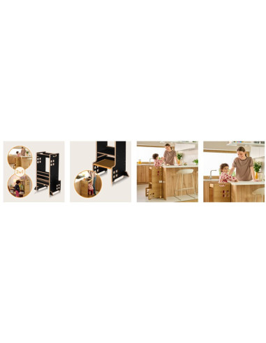 BN-LO-CASS_BLACK_ONYX,Turn de invatare Montessori, Lionelo, Cass, Functie de raft pentru carti, Pana la 30 kg, 12 luni - 6 ani, 