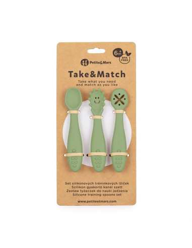 BN-721766,Set 3 lingurite, Petite&Mars, Take&Match, Din silicon, Diverse forme, Pentru supa, paste, alimente usoare, Dezvolta si