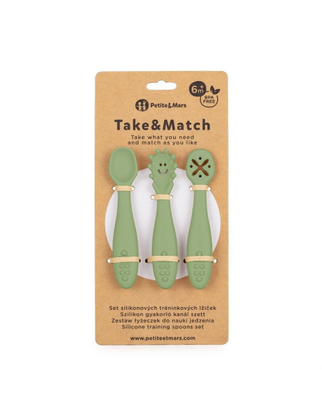BN-721766,Set 3 lingurite, Petite&Mars, Take&Match, Din silicon, Diverse forme, Pentru supa, paste, alimente usoare, Dezvolta si
