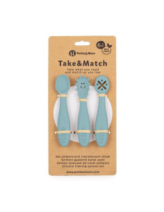 BN-721767,Set 3 lingurite, Petite&Mars, Take&Match, Din silicon, Diverse forme, Pentru supa, paste, alimente usoare, Dezvolta si 2