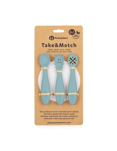 BN-721767,Set 3 lingurite, Petite&Mars, Take&Match, Din silicon, Diverse forme, Pentru supa, paste, alimente usoare, Dezvolta si