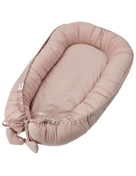 BN-208216,Cosulet bebelus, Feedo, Pentru dormit, joaca, protectie in patut, Baby Nest 90x60 cm, Din bumbac 100%, Design cu inimi