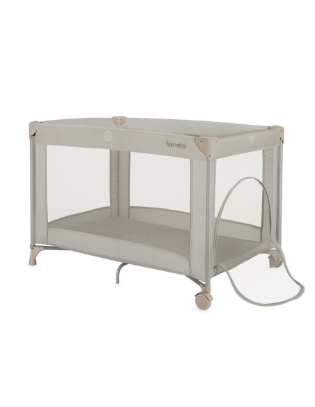 BN-LO-AMELIE_BEIGE_SAND,Patut pliant, Lionelo, Amelie, Cu intrare laterala, 100.5×70.5 cm, Include salteluta, roti, geanta pentr