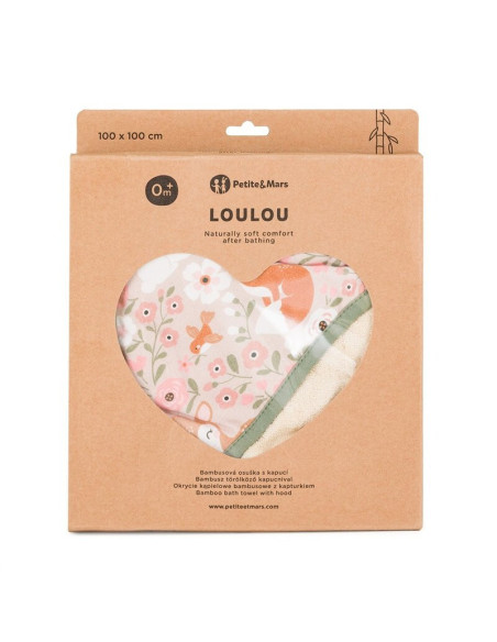 BN-418359,Prosop cu gluga, Petite&Mars, Loulou, Mare, 100 x 100 cm, 70% bambus, 30% bumbac, Certificare Oeko-Tex Standard 100, H