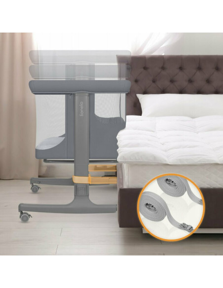 BN-LO-AURORA_GREY_MONUMENT,Patut co-sleeper, Lionelo, Aurora, 3 in 1, Cu leganare si setare unghiulara, Saltea cu densitate T25 